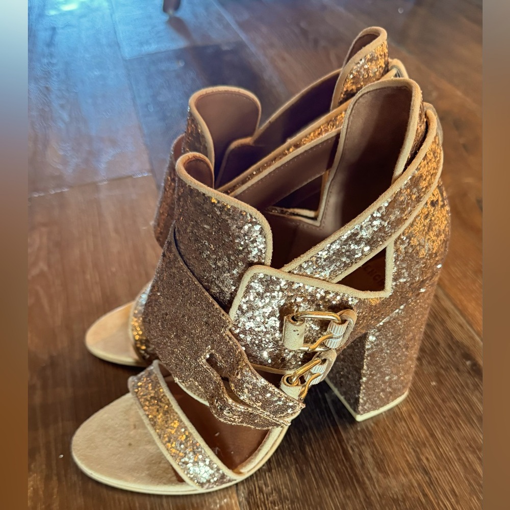 Givenchy Victoria Gold Glitter Biker Sandal